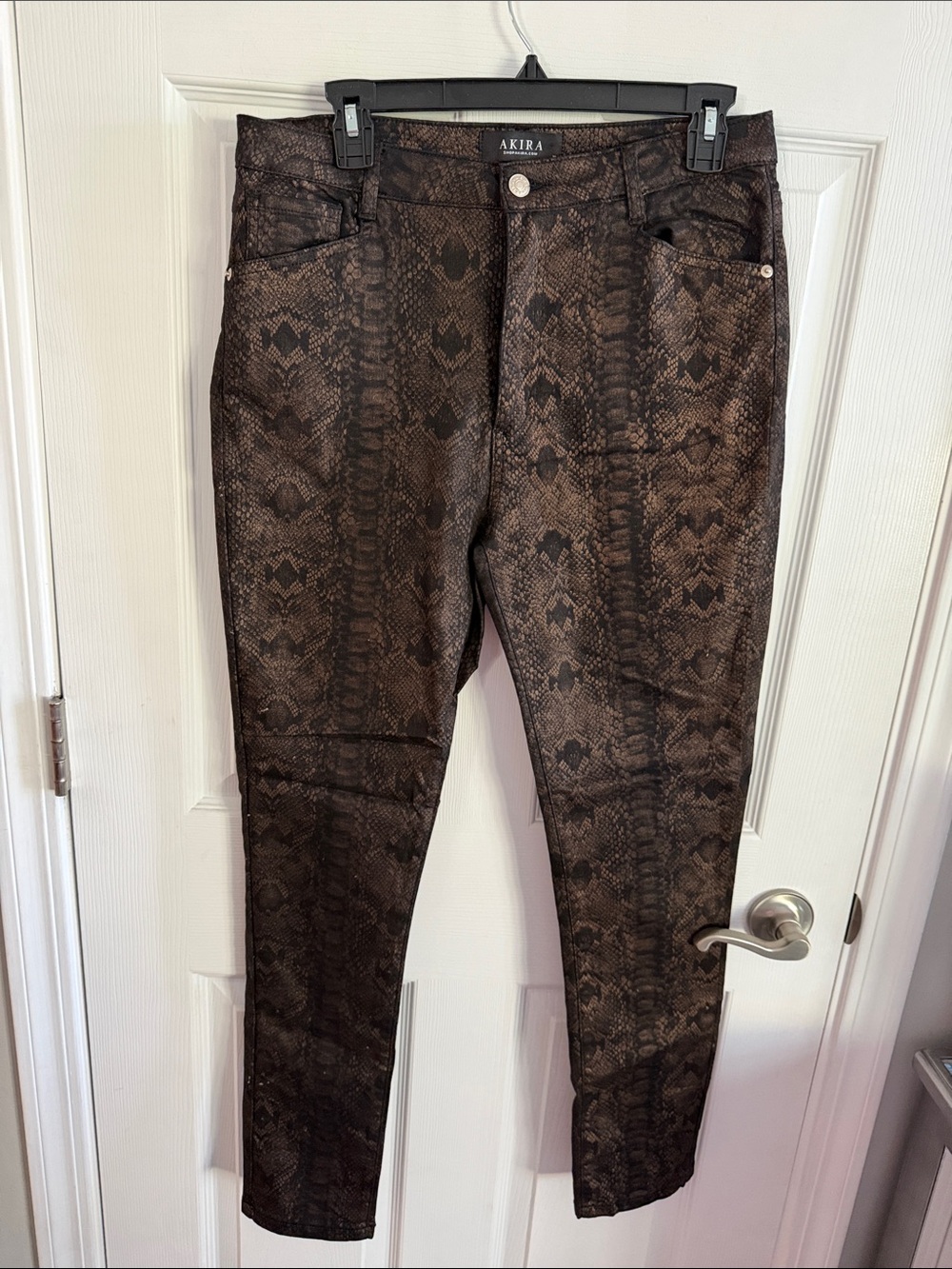 AKIRA Brown Snake Print Straight Leg Pants